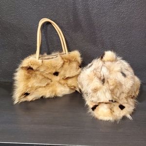 Super soft faux? Fur purse and hat